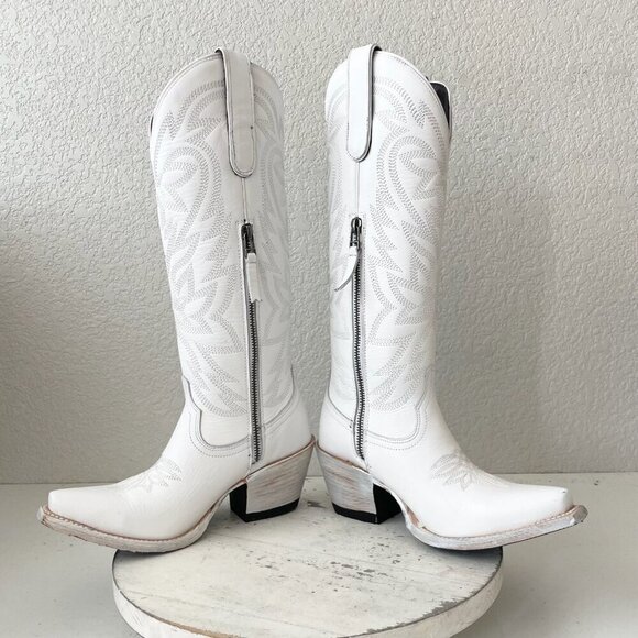 Lane MEGAN MORONEY Smokeshow Womens Cowboy Boots 5 White Western Cowgirl Tall - Picture 8 of 14